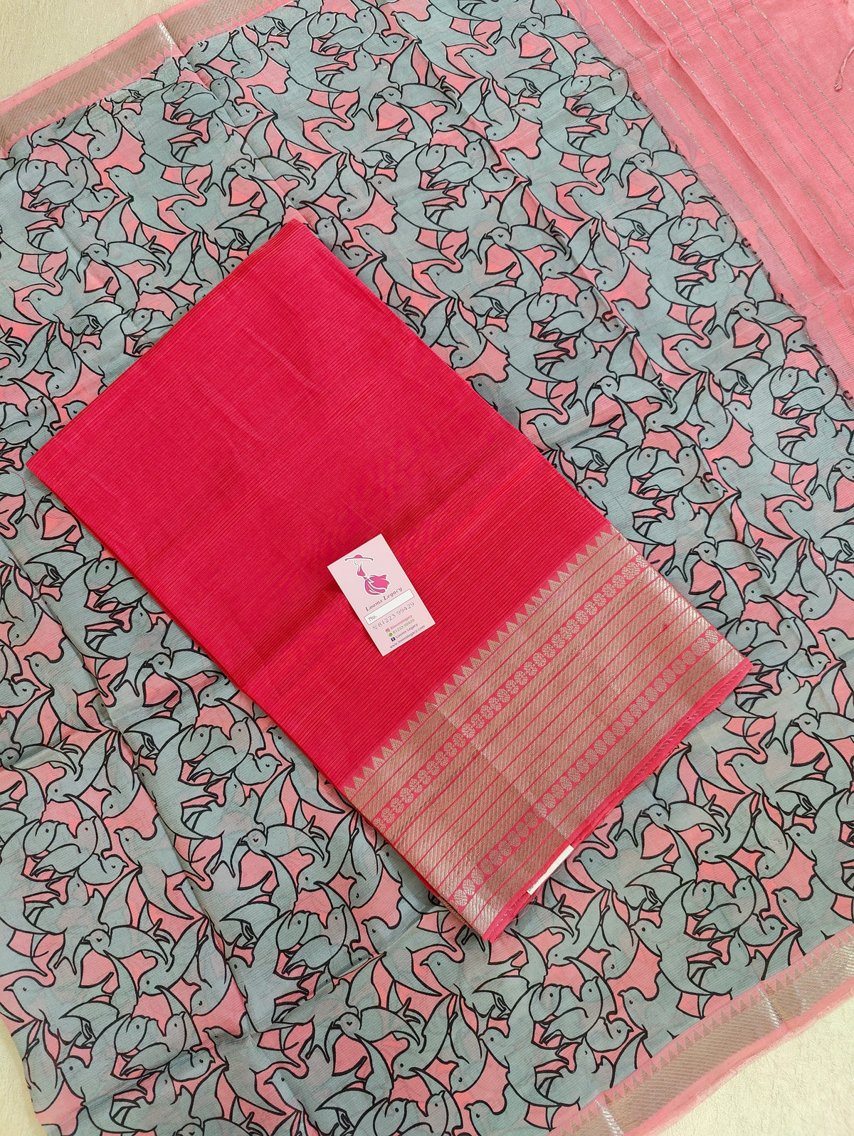 Mangalagiri Pattu Unstitched Suit - Pink