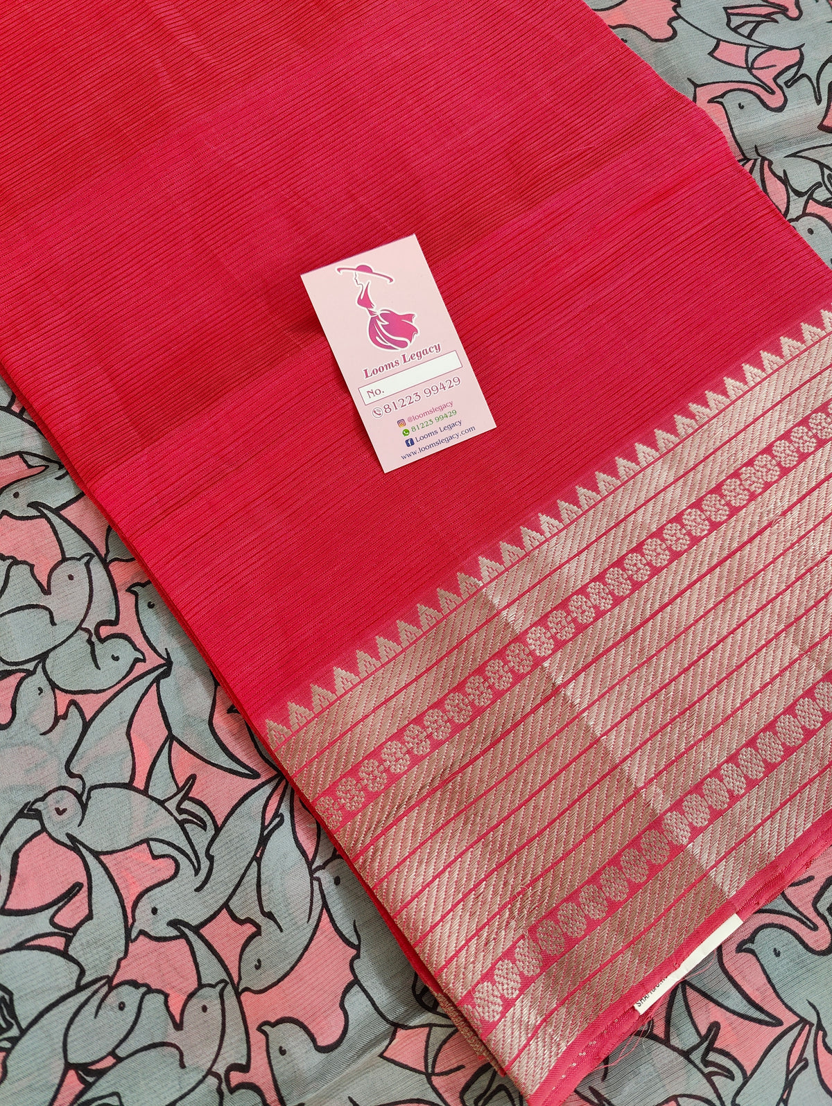 Mangalagiri Pattu Unstitched Suit - Pink