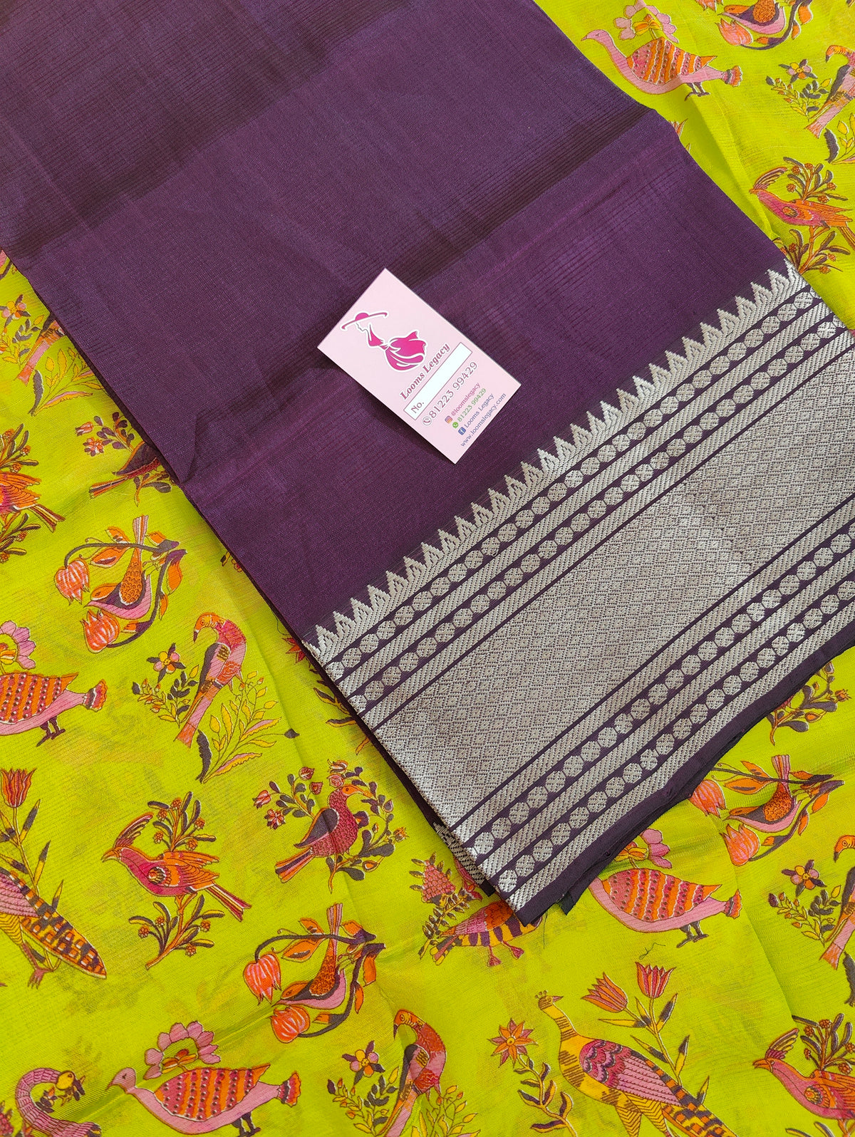 Mangalagiri Pattu Unstitched Suit - Dark Purple