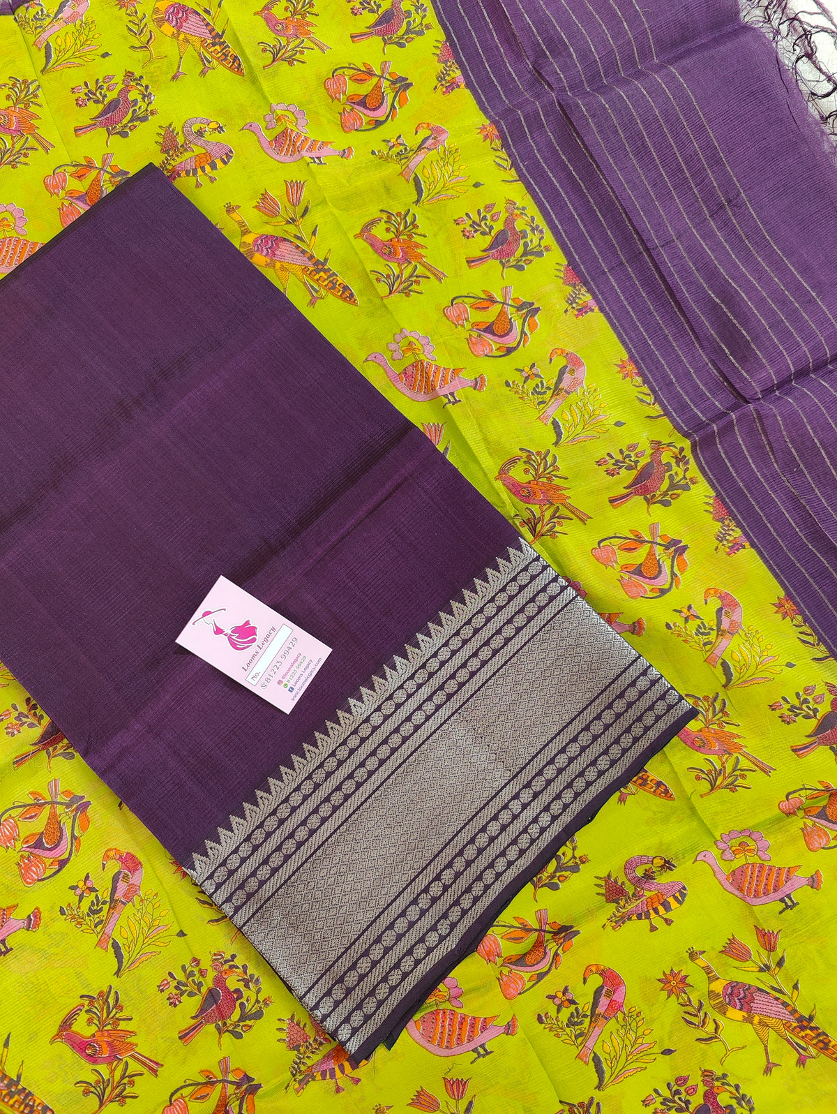 Mangalagiri Pattu Unstitched Suit - Dark Purple