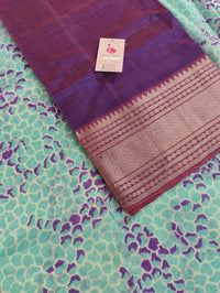 Mangalagiri Pattu Unstitched Suit - Purple with Pink