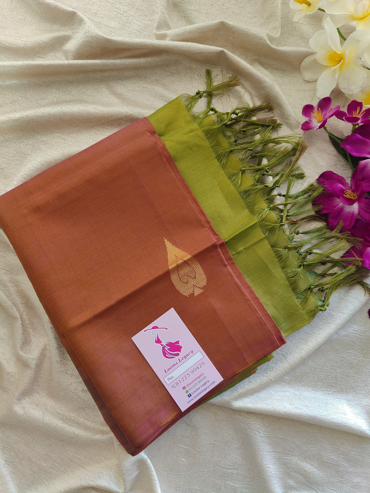 Dual Shade Onion Pink with Green Pallu Handwoven Chinnalampattu Saree