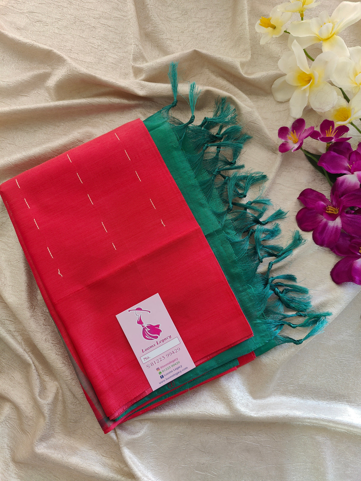 Pink with Sea Green Pallu Handwoven Chinnalampattu Saree