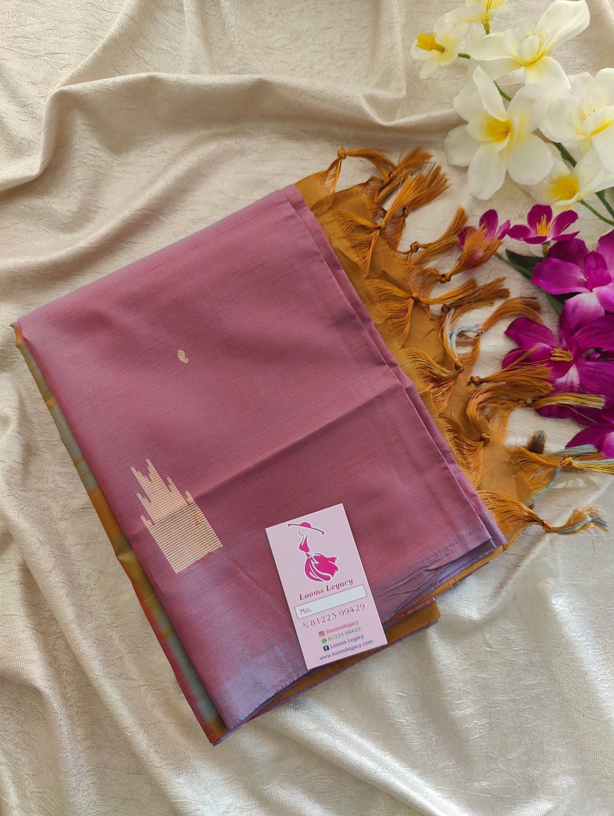 Dual Shade Pink cum Blue with Brown Pallu Handwoven Chinnalampattu Saree