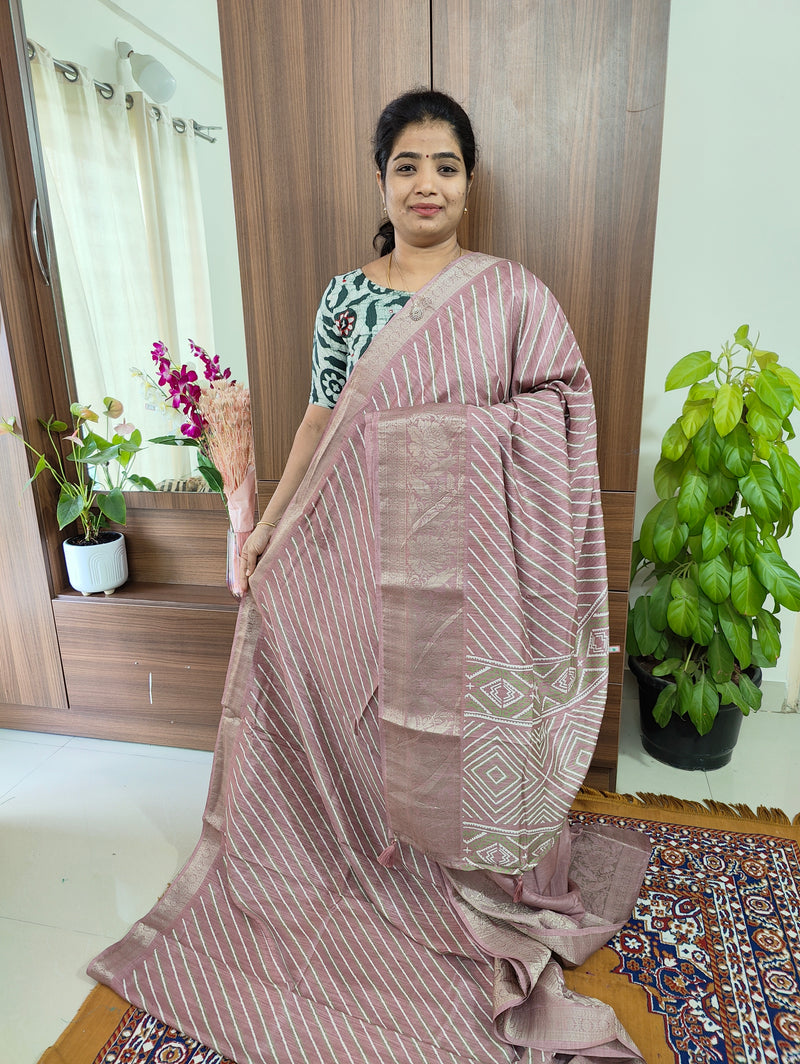 Semi Tussar Georgette with Zari Woven Saree Border - Onion Pink