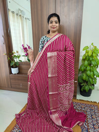 Semi Tussar Georgette with Zari Woven Saree Border -  Dark Pink