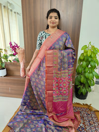 Soft Patola Saree with Zari Woven Border - Pastel Violet with Onion Pink