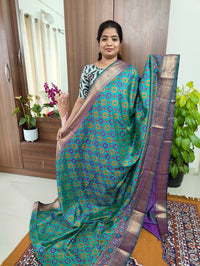 Soft Patola Saree with Zari Woven Border - Sea Green