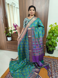 Soft Patola Saree with Zari Woven Border - Sea Green