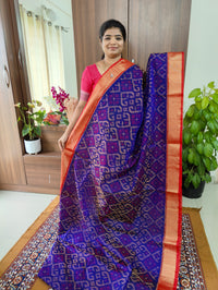 Violet with Red Pochampally Ikkat Silk Cotton (SICO Pattu)