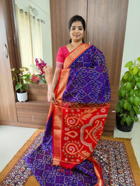 Violet with Red Pochampally Ikkat Silk Cotton (SICO Pattu)