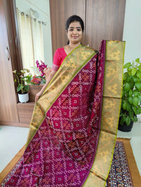 Magenta with Green Pochampally Ikkat Silk Cotton (SICO Pattu)