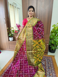 Magenta with Green Pochampally Ikkat Silk Cotton (SICO Pattu)