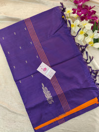 Orange with Violet Pallu Handwoven Chinnalampattu Saree