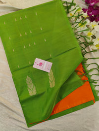 Orange with Green Pallu Handwoven Chinnalampattu Saree