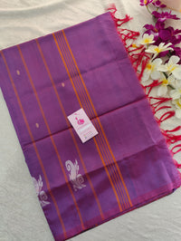 Peacock Green with Purple Pallu Handwoven Chinnalampattu Saree