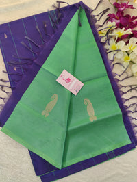 Sea Green with Violet Pallu Handwoven Chinnalampattu Saree