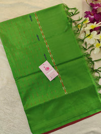 Maroon with Green Pallu Handwoven Chinnalampattu Saree