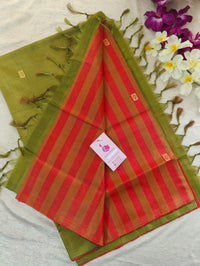 Multi Stripes with Green Pallu Handwoven Chinnalampattu Saree