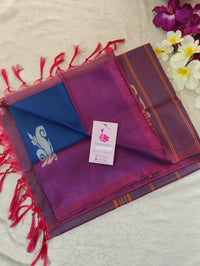 Blue with Purple Pallu Handwoven Chinnalampattu Saree