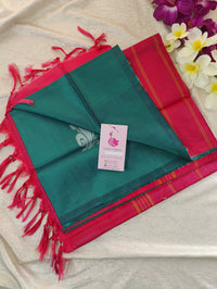 Sea Green with Pink Pallu Handwoven Chinnalampattu Saree