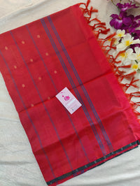 Dark Green with Reddish Orange  Pallu Handwoven Chinnalampattu Saree