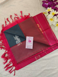 Grey with Pink Pallu Handwoven Chinnalampattu Saree