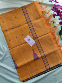 Dark Green with Orange Shade Pallu Handwoven Chinnalampattu Saree