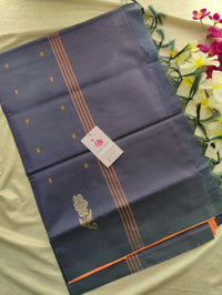 Peach with Navy Blue Pallu Handwoven Chinnalampattu Saree