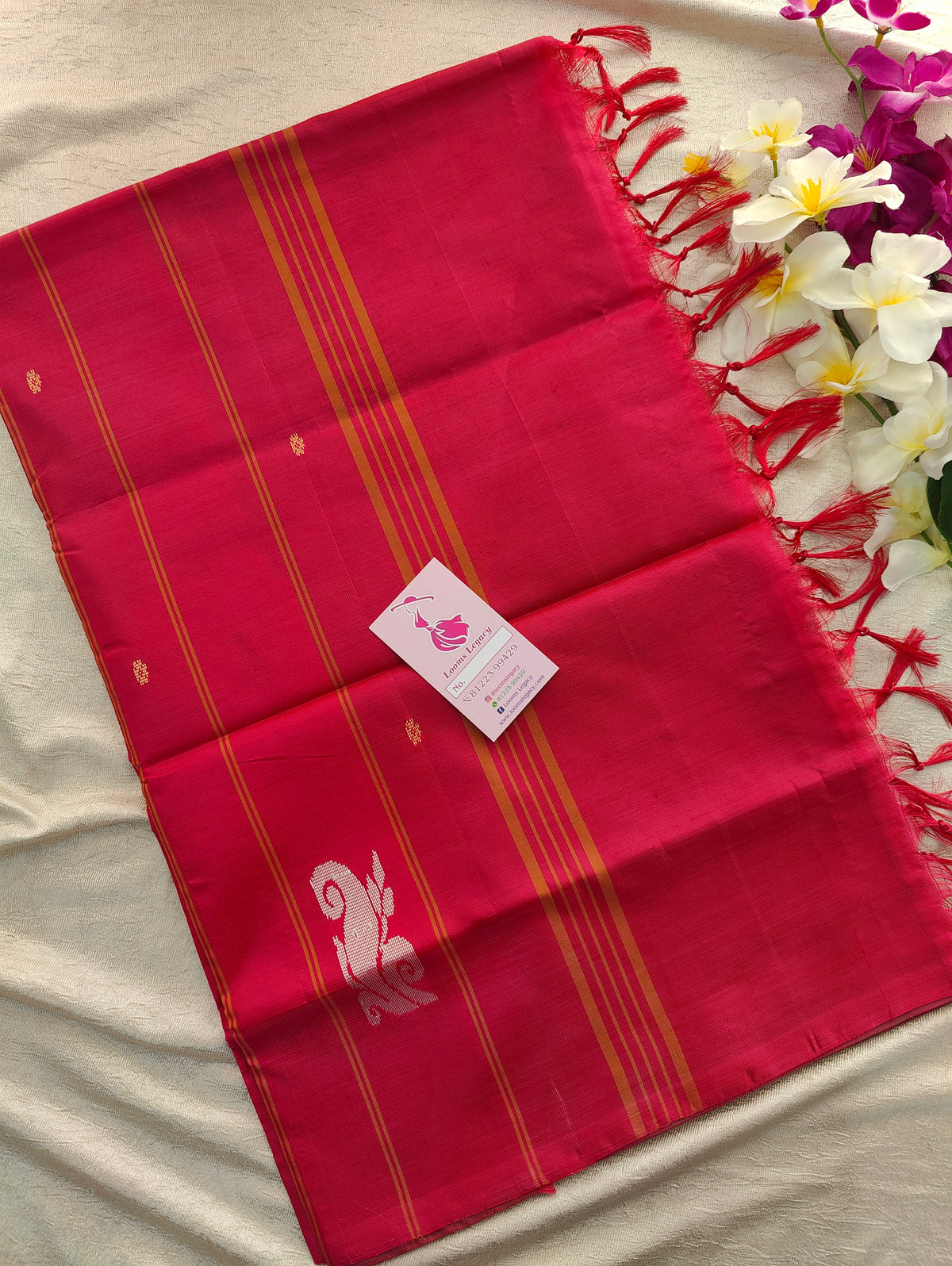 Grey with Pink Pallu Handwoven Chinnalampattu Saree