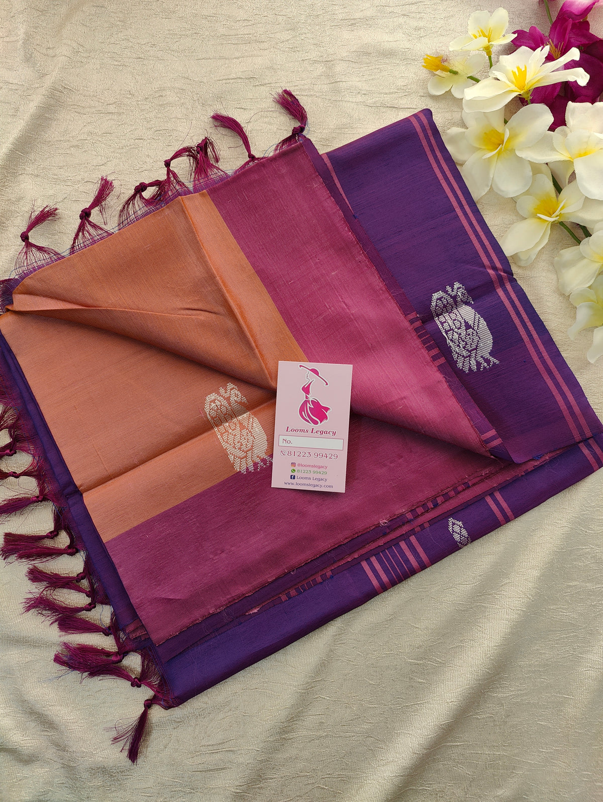 Brown with Purple  Pallu Handwoven Chinnalampattu Saree