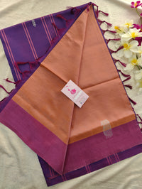 Brown with Purple  Pallu Handwoven Chinnalampattu Saree