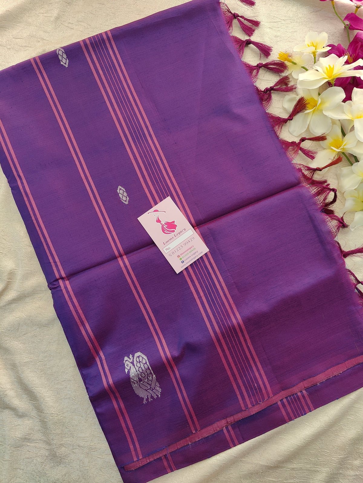 Brown with Purple  Pallu Handwoven Chinnalampattu Saree