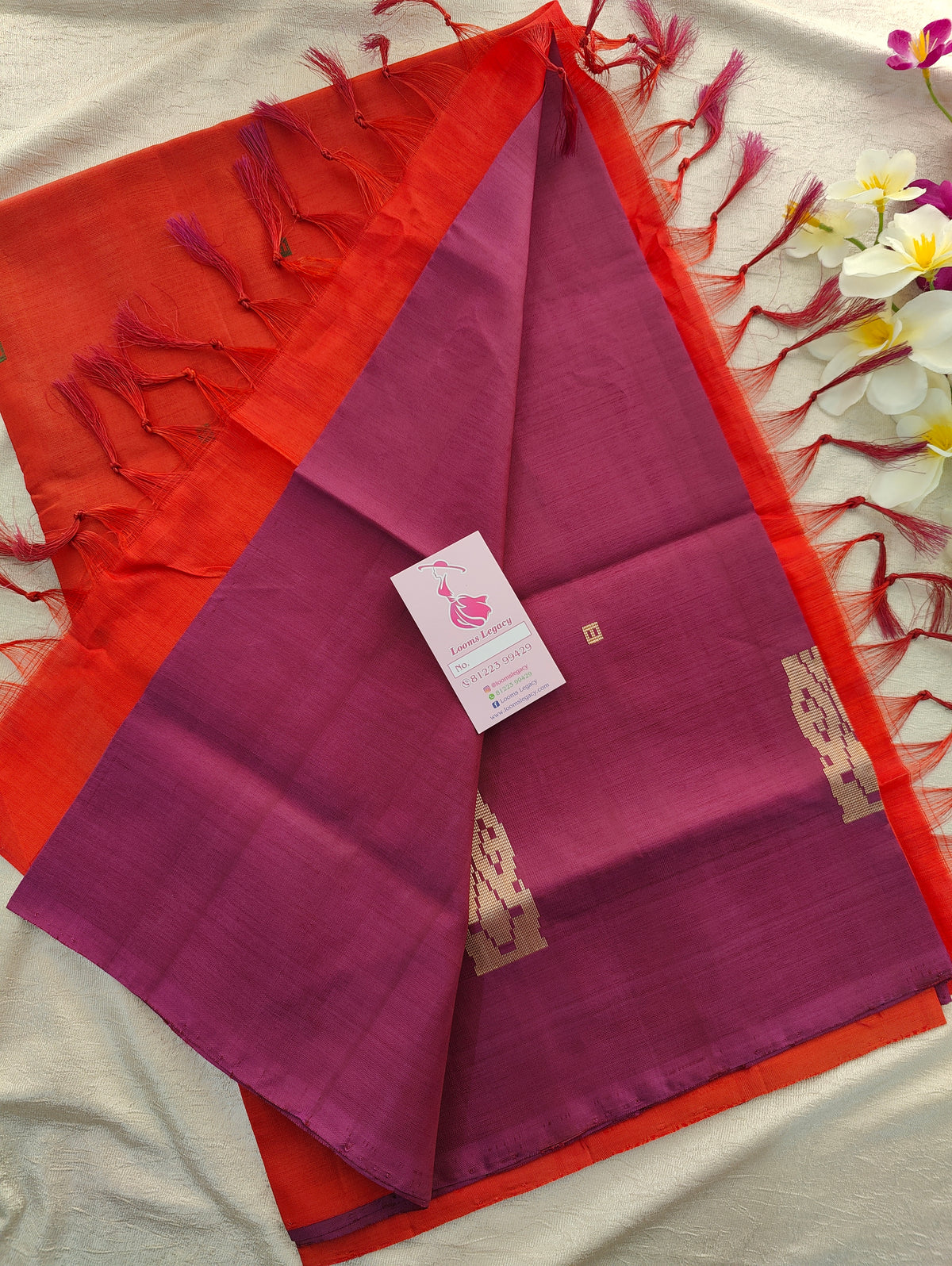 Purple with Red Pallu Handwoven Chinnalampattu Saree