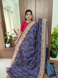 Semi Chanderi Saree - Navy Blue