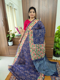 Semi Chanderi Saree - Navy Blue