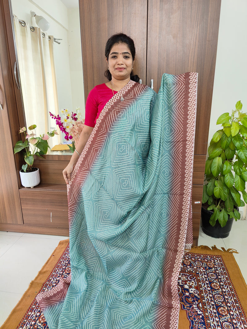 Semi Chanderi Saree -  Grey with Brown