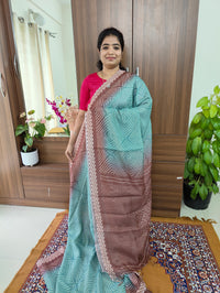 Semi Chanderi Saree -  Grey with Brown