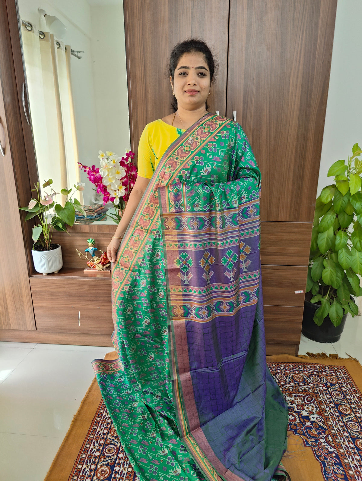 Soft Patola Sarees -  Dark Sea Green