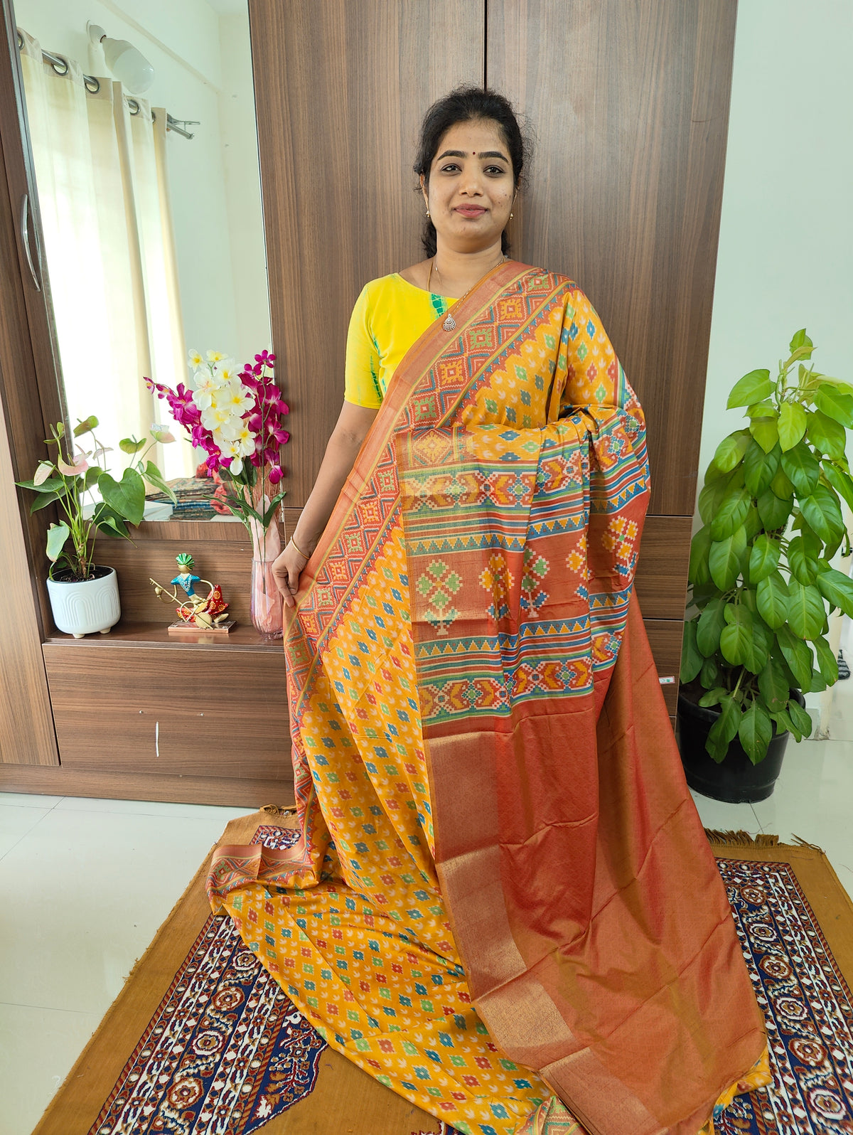 Soft Patola Sarees -  Mustrd Yellow