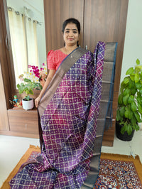 Purple with Grey Handwoven Tussar Silk Saree with Zari Border