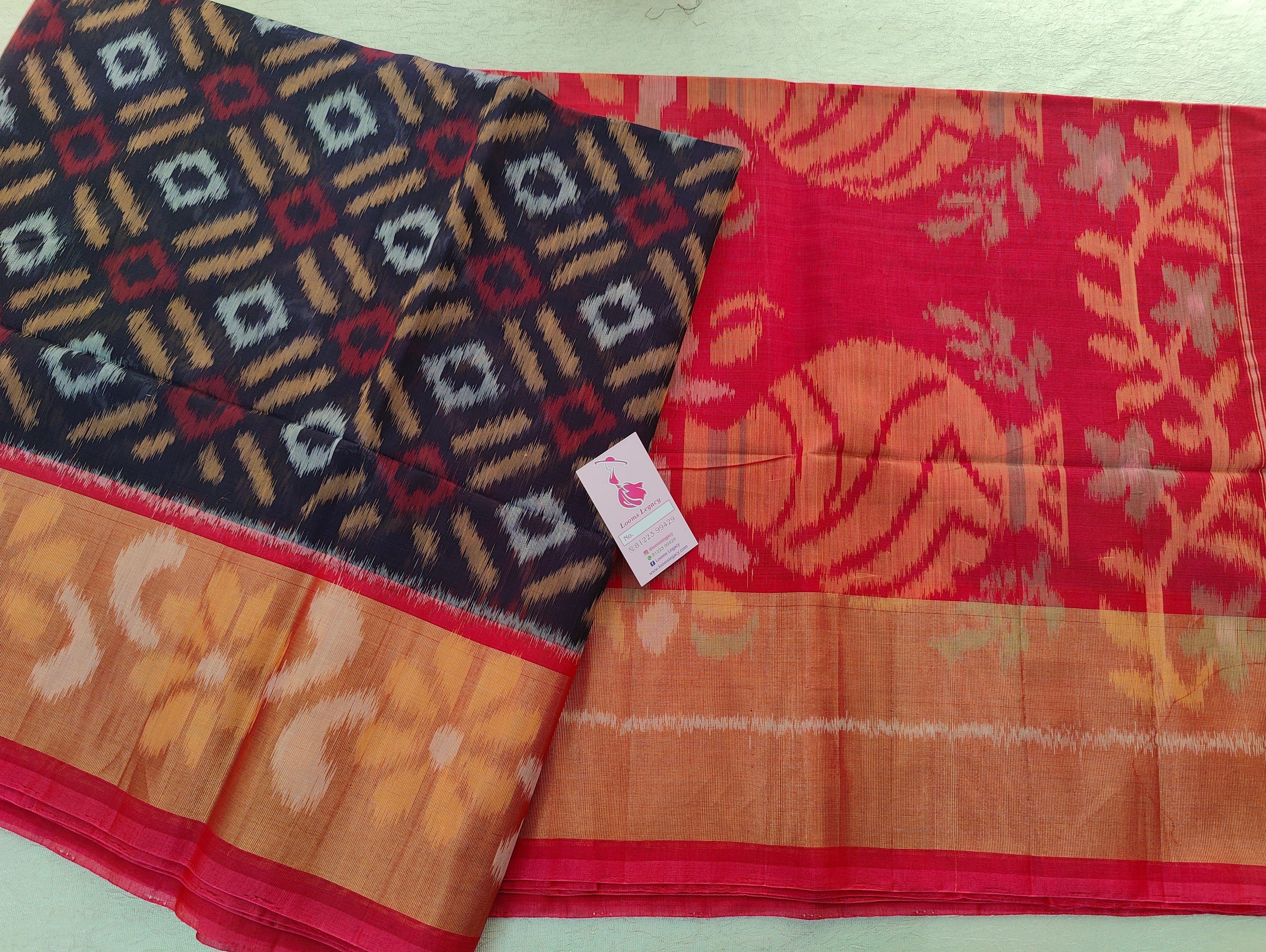 Buy Sri Venkateshwara Handloom Pochampally Ikkat Silk Sarees with Blouses  Online at Best Prices in India - JioMart.