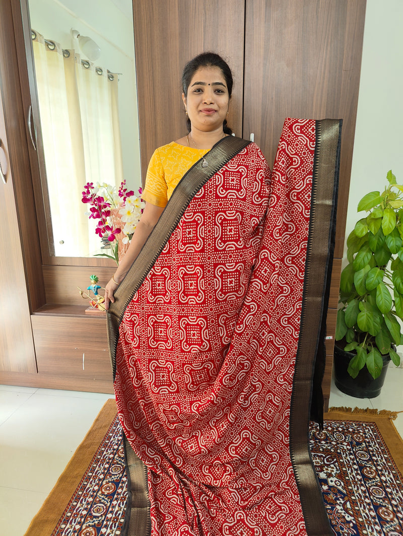Assam Silk - Red with Black