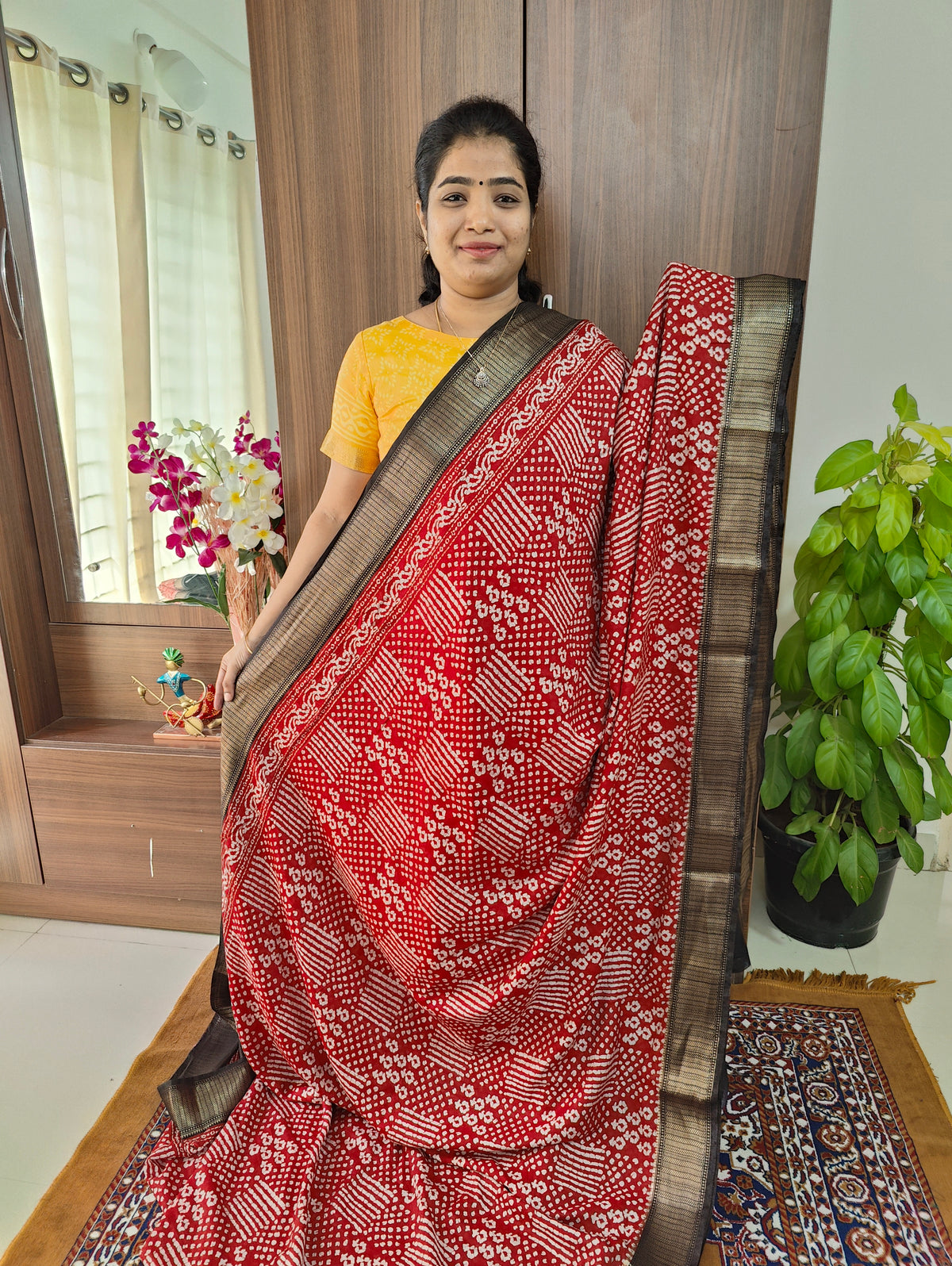 Assam Silk - Red with Black