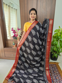 Assam Silk - Black with Red