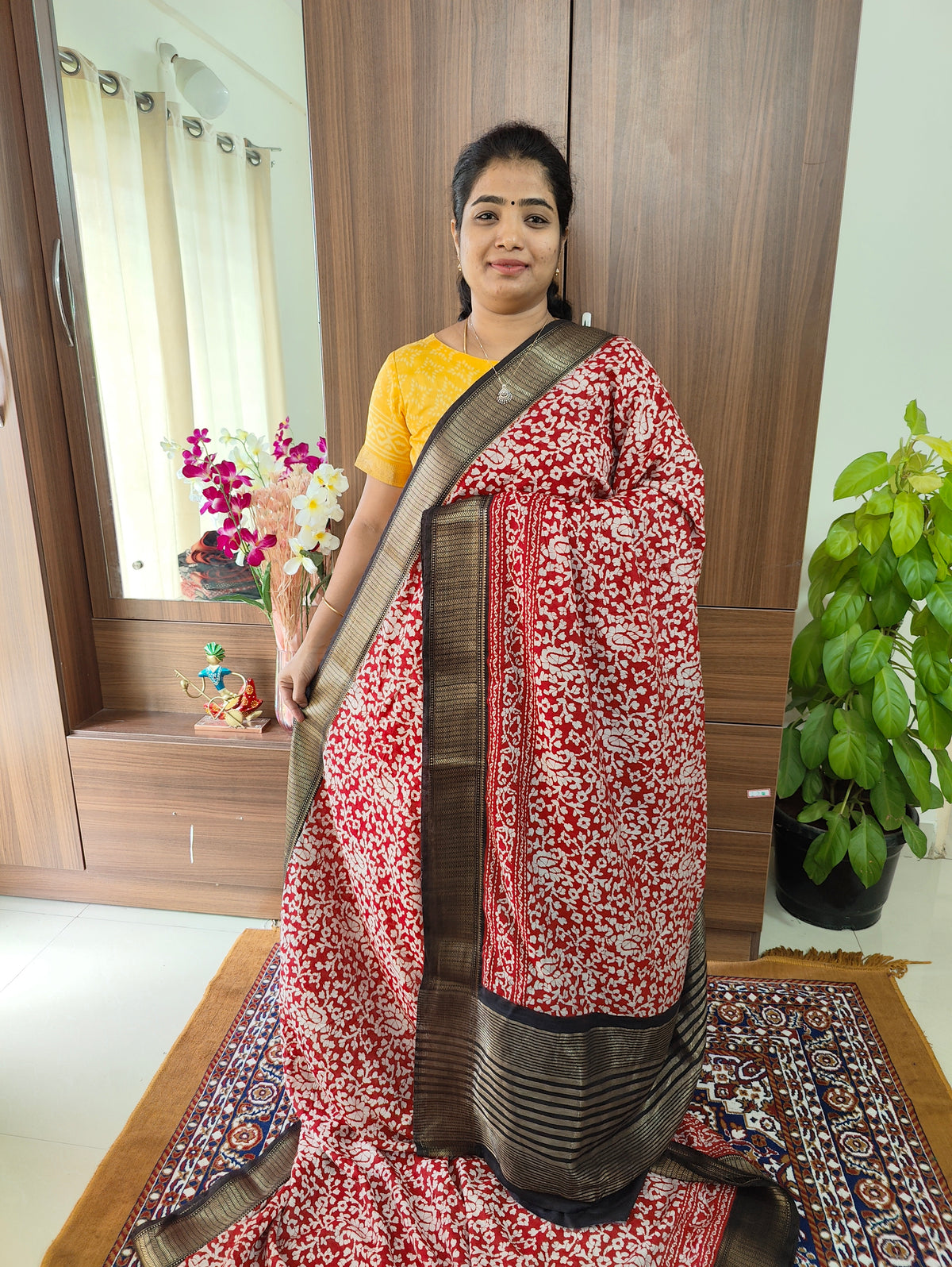 Assam Silk - Red with Black