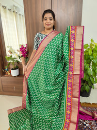 Soft Patola Sarees -  Bottle Green with Pink