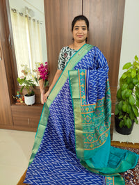 Soft Patola Sarees -  Blue with Sea Green