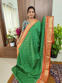 Soft Patola Sarees -  Green with Dark Orange