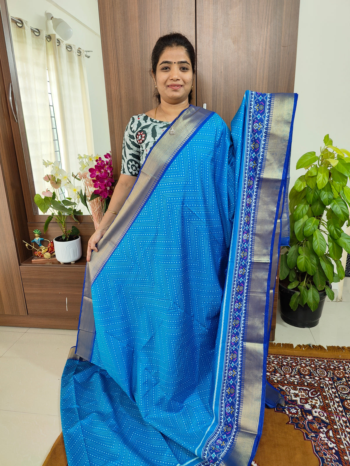 Soft Patola Sarees -  Sky Blue with Dark Blue